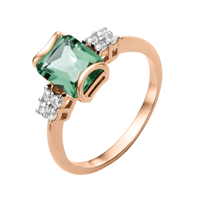 Damenring aus Rotgold 585 mit Sitall und Zirkonia