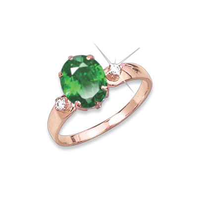 Damenring aus Rotgold 585 mit Smaragd und Zirkonia