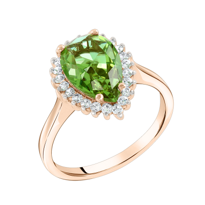 Damenring aus Rotgold 585 mit Sultanit und Zirkonia
