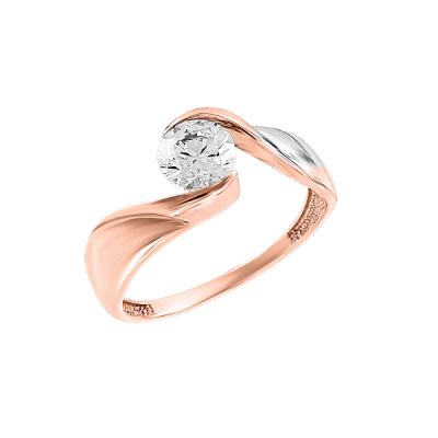 Damen-ring aus Rotgold 585 mit Swarovski Kristall und Zirkonia