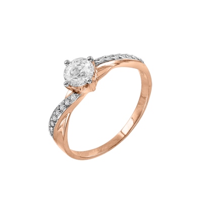 Damen-ring aus Rotgold 585 mit Swarovski Kristall und Zirkonia