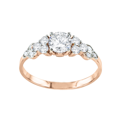 Damen-ring aus Rotgold 585 mit Swarovski Kristall und Zirkonia