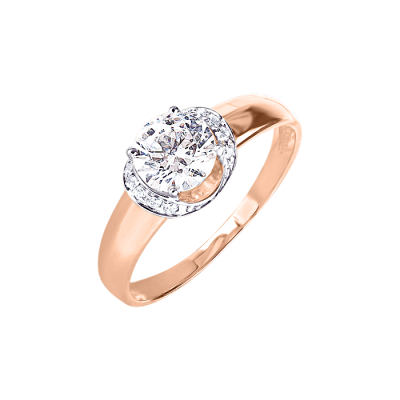 Damenring aus Rotgold 585 mit Swarovski Kristall