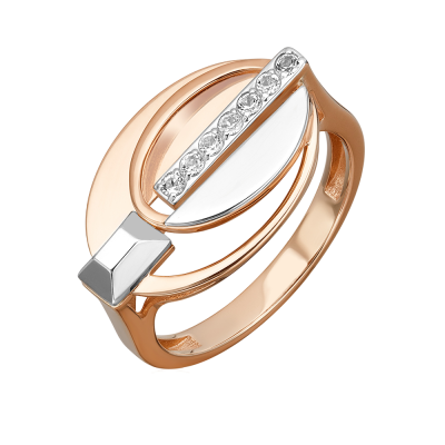 Rotgold 585 Damenring mit Topas