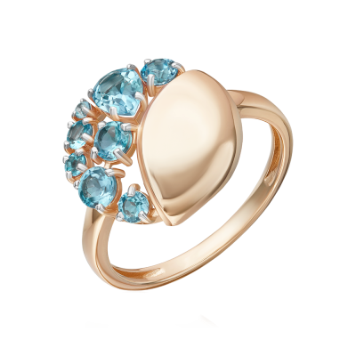 Rotgold 585 Damenring mit Topas