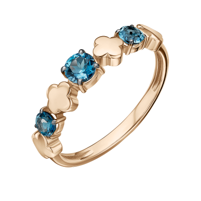 Rotgold 585 Damenring mit Topas