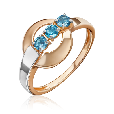 Rotgold 585 Damenring mit Topas