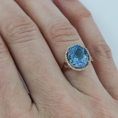 Rotgold 585 Damenring mit Topas und Zirkonia