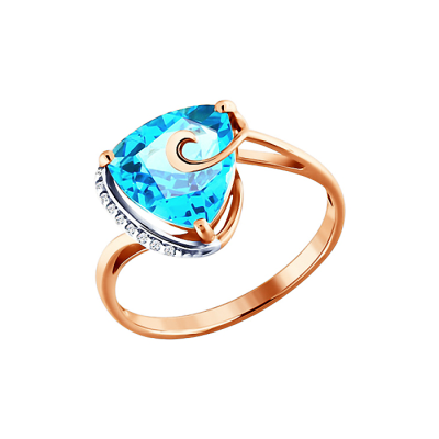 Rotgold 585 Damenring mit Topas und Zirkonia