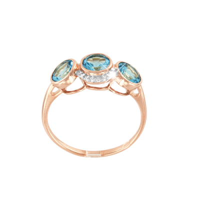 Rotgold 585 Damenring mit Topas und Zirkonia