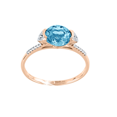 Rotgold 585 Damenring mit Topas und Zirkonia