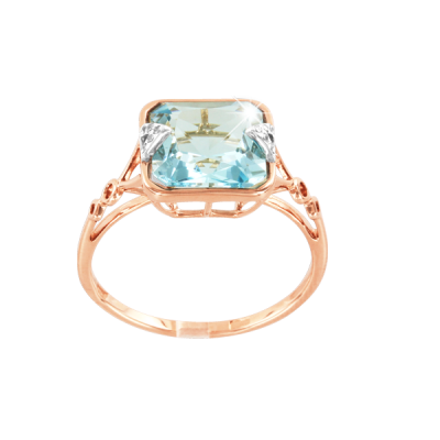 Rotgold 585 Damenring mit Topas und Zirkonia