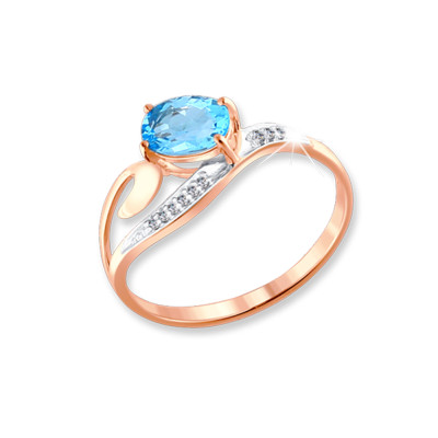 Rotgold 585 Damenring mit Topas und Zirkonia