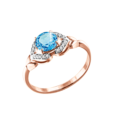 Rotgold 585 Damenring mit Topas und Zirkonia