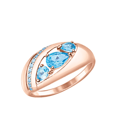 Rotgold 585 Damenring mit Topas und Zirkonia