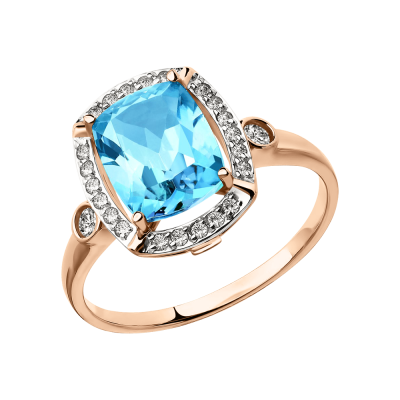 Rotgold 585 Damenring mit Topas und Zirkonia