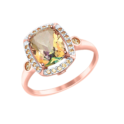 Rotgold 585 Damenring mit Topas und Zirkonia