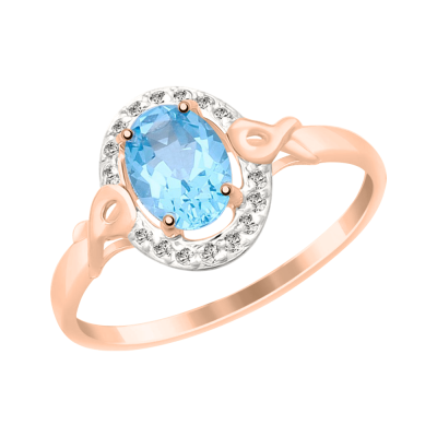 Rotgold 585 Damenring mit Topas und Zirkonia