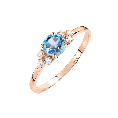 Rotgold 585 Damenring mit Topas und Zirkonia