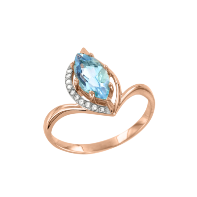 Rotgold 585 Damenring mit Topas und Zirkonia