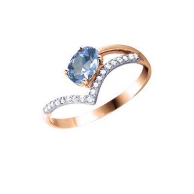 Rotgold 585 Damenring mit Topas und Zirkonia