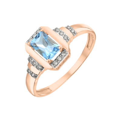 Rotgold 585 Damenring mit Topas und Zirkonia