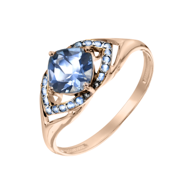 Rotgold 585 Damenring mit Topas und Zirkonia