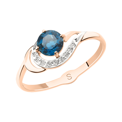 Rotgold 585 Damenring mit Topas und Zirkonia