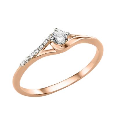 Damenring aus Rotgold 585 mit Zirkonia