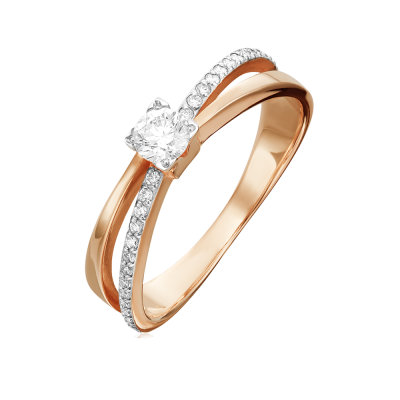 Damenring aus Rotgold 585 mit Zirkonia