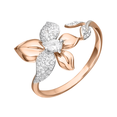 Damenring aus Rotgold 585 mit Zirkonia