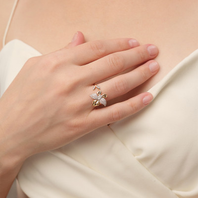 Damenring aus Rotgold 585 mit Zirkonia