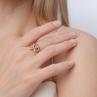 Damenring aus Rotgold 585 mit Zirkonia