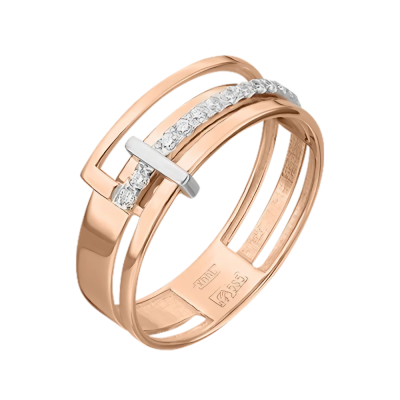 Damenring aus Rotgold 585 mit Zirkonia