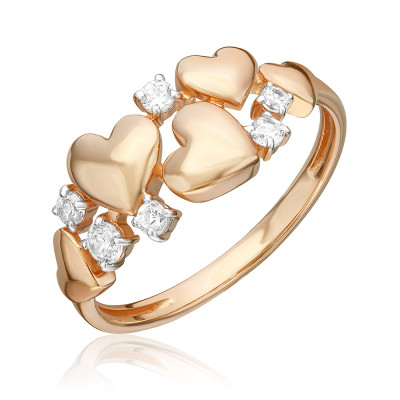 Damenring aus Rotgold 585 mit Zirkonia