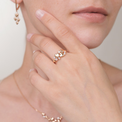 Damenring aus Rotgold 585 mit Zirkonia