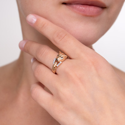 Damenring aus Rotgold 585 mit Zirkonia