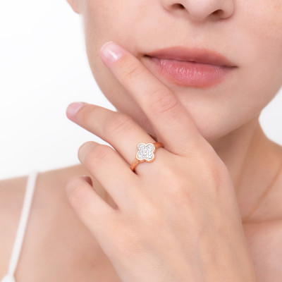 Damenring aus Rotgold 585 mit Zirkonia