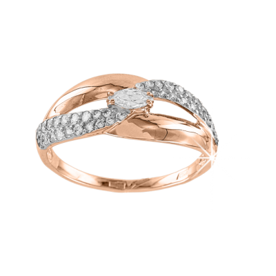 Damenring aus Rotgold 585 mit Zirkonia