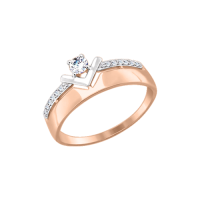 Damenring aus Rotgold 585 mit Zirkonia