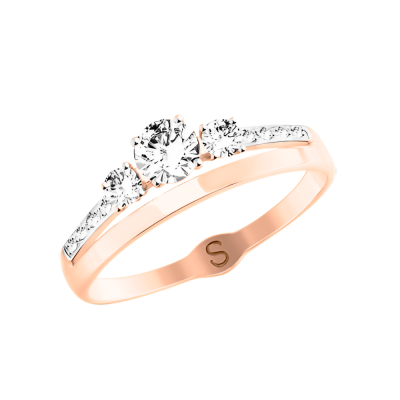 Damenring aus Rotgold 585 mit Zirkonia