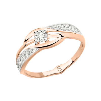 Damenring aus Rotgold 585 mit Zirkonia