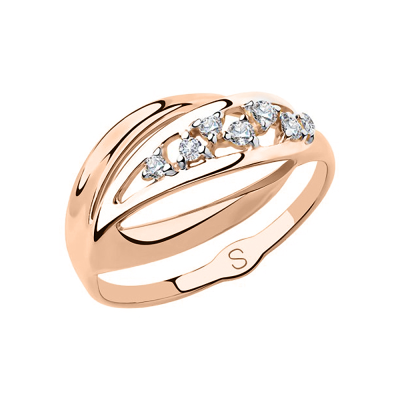 Damenring aus Rotgold 585 mit Zirkonia