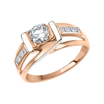 Damenring aus Rotgold 585 mit Zirkonia