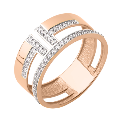 Damenring aus Rotgold 585 mit Zirkonia