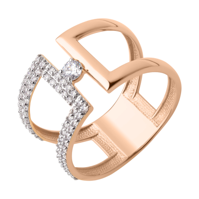 Damenring aus Rotgold 585 mit Zirkonia