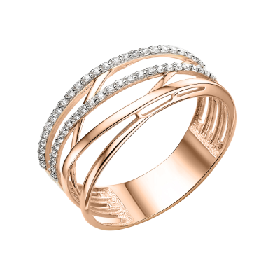 Damenring aus Rotgold 585 mit Zirkonia