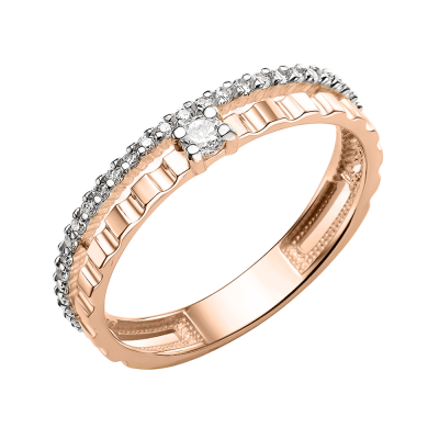 Damenring aus Rotgold 585 mit Zirkonia