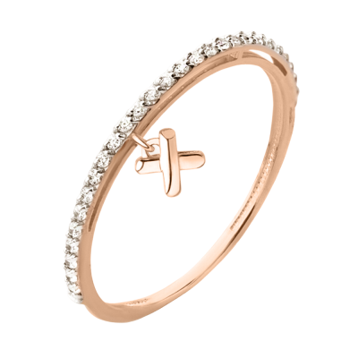 Damenring aus Rotgold 585 mit Zirkonia