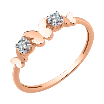 Damenring aus Rotgold 585 mit Zirkonia